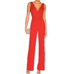 Alice and Olivia Gale Jumpsuit 8 NEW Red Wide Leg Holiday Cocktail Party Classic